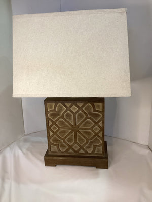 Brown/Cream Wood Lamp