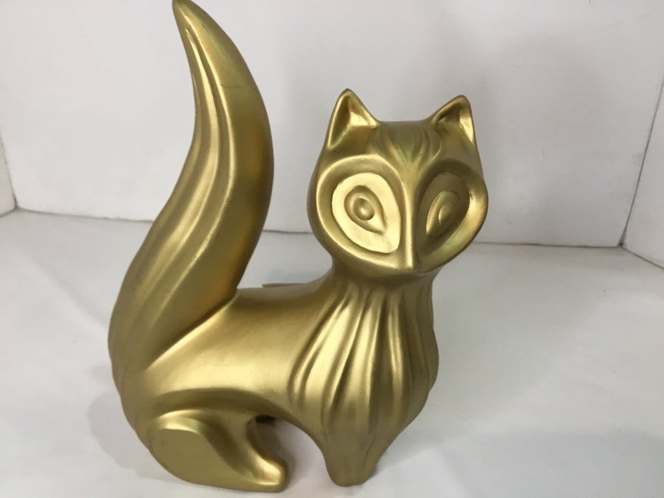 Mid Century Gold Plaster Cat Statue