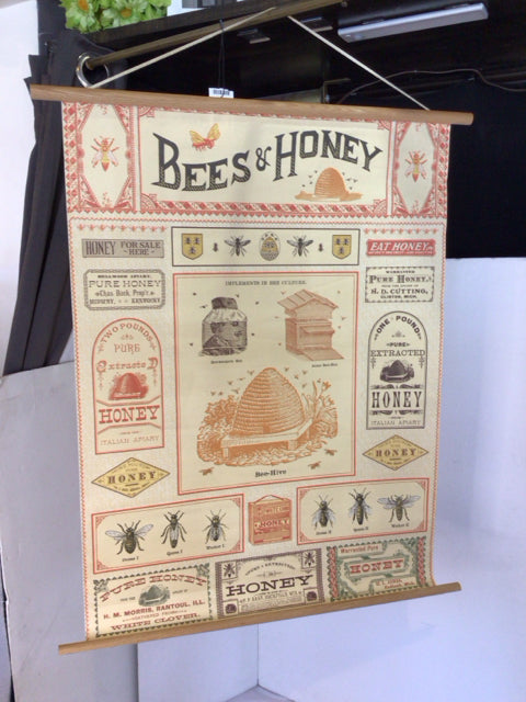 Retro Yellow Paper Bee Sign