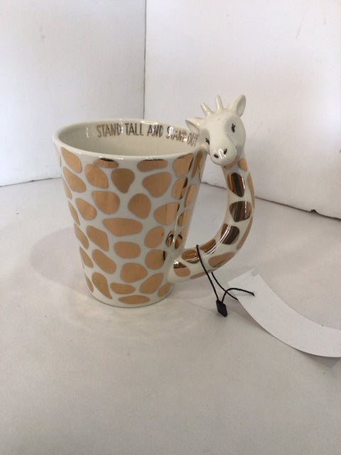 Coffee White/Gold Ceramic Giraffe Mug