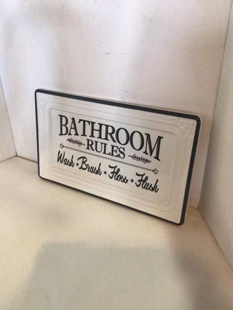 Retro White/Gray Enamel Bathroom Sign