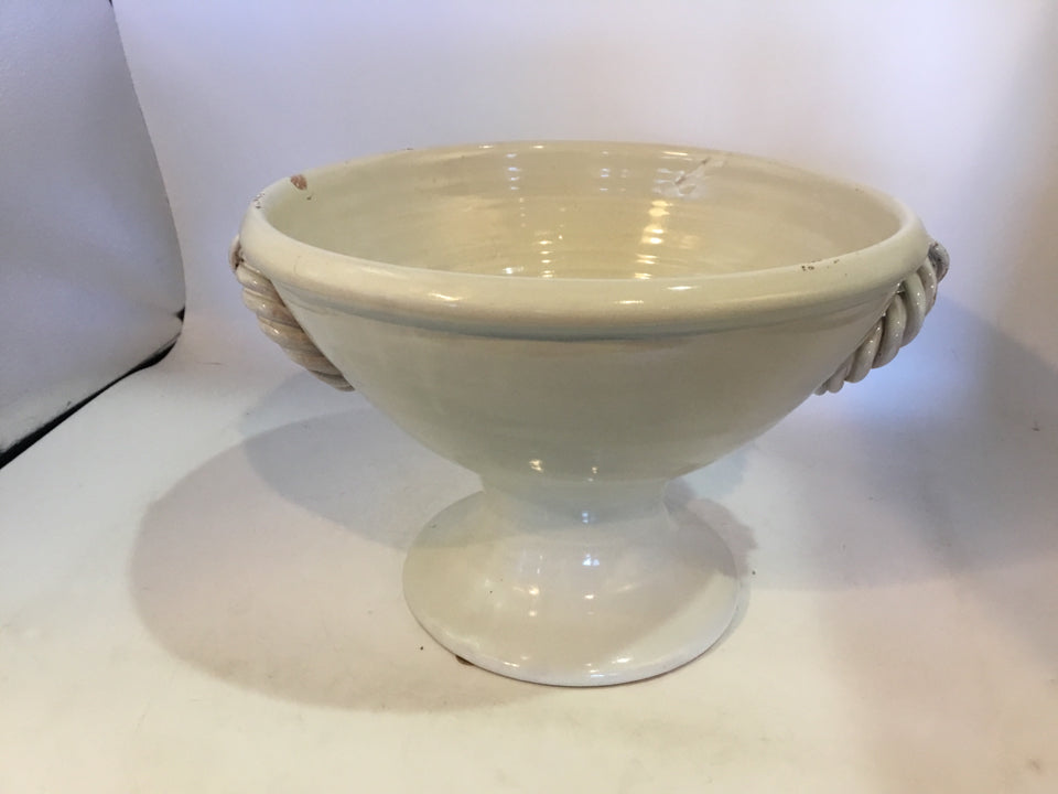Tuscan Cream Ceramic Pedestal Bowl