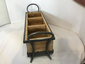 Wood/Metal Divided Brown Organizer