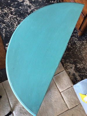 Demi Lune Wood Teal Table