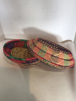 Oblong Multi Wicker Lidded Basket