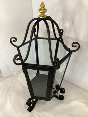 Black Metal/Glass Candle Holder