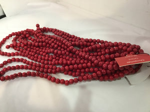 Garland Red Plastic Beads Set of 2 Holiday Item