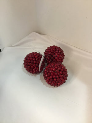 Ornament Red Pomegranate Set of 3 Holiday Item