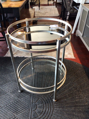 Mirrored Metal Round Silver Cart