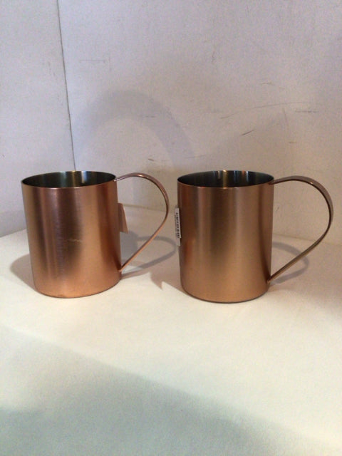 Crate & Barrel Pair Copper Mug Set