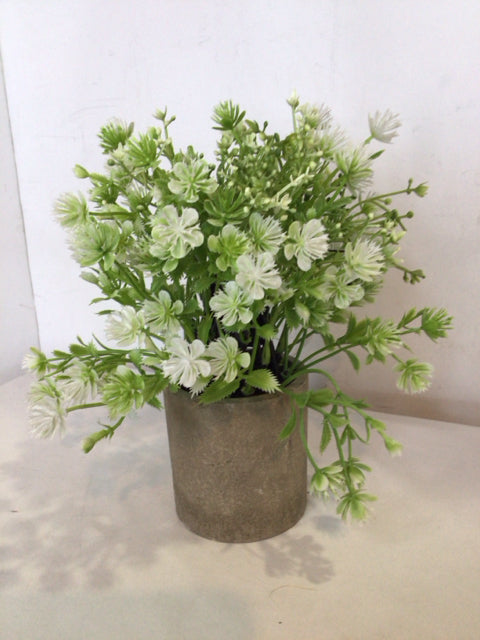 White/Green In Pot Faux Plant