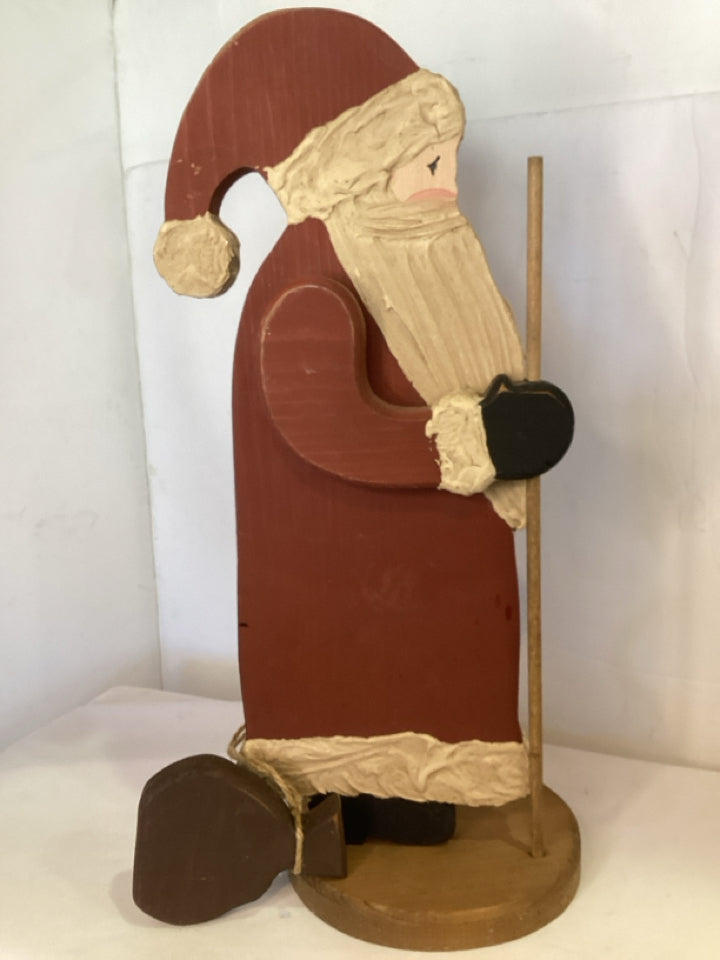 Santa Red Wood Painted Hand Made Primitive Holiday Item