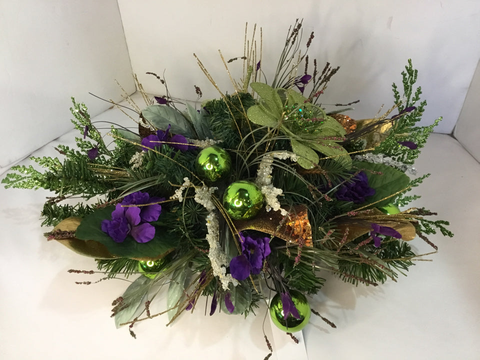 Centerpiece Green/Purple Flower Holiday Item