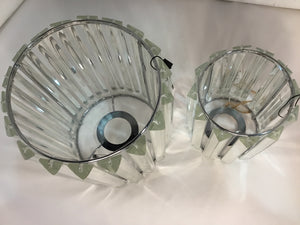 Pair Silver/Clear Metal/Glass Candle Holders