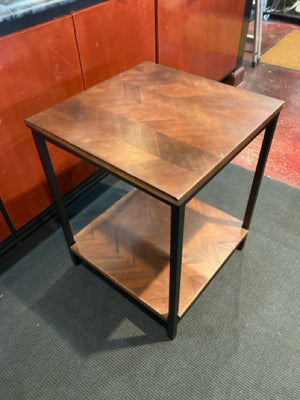 End Wood/Metal Tiered Brown Table