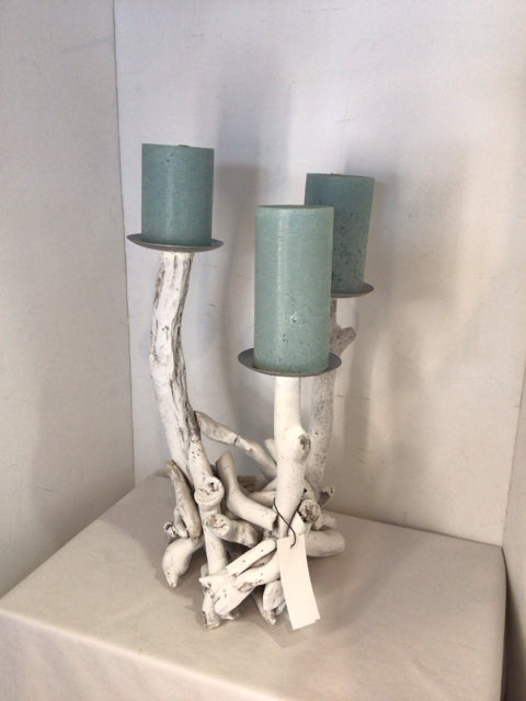 White Driftwood w/Candle Candelabra