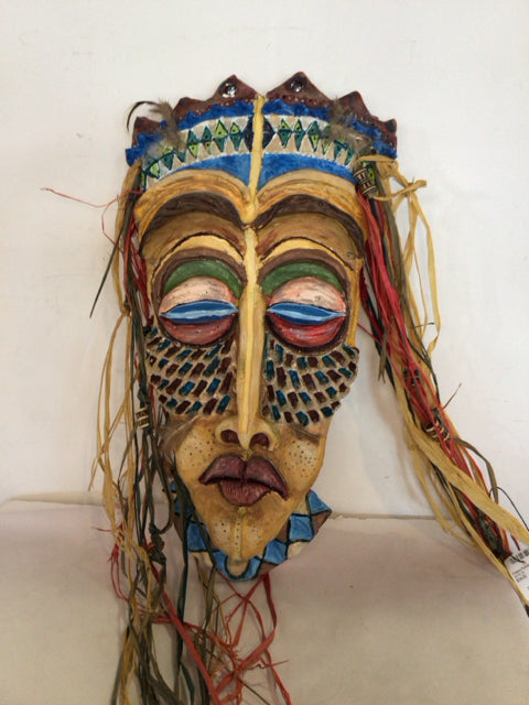 Multi-Color Ceramic Mask Wall Hanging Art
