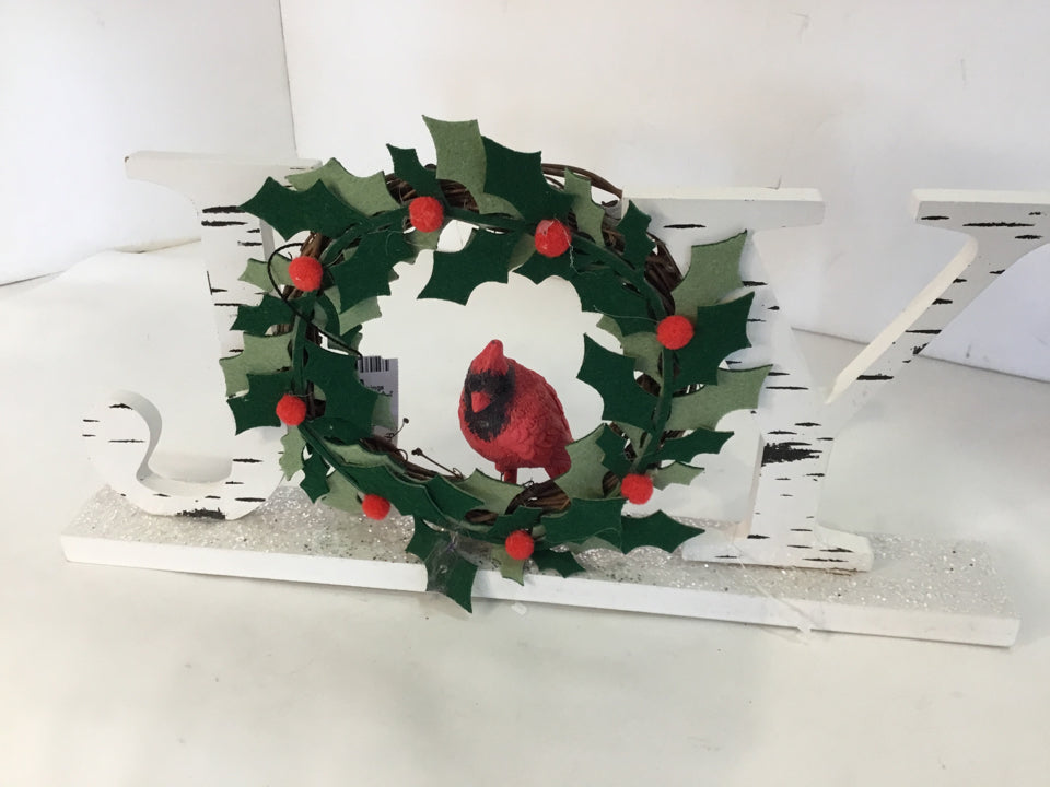 Sign White Wood Joy Holiday Item