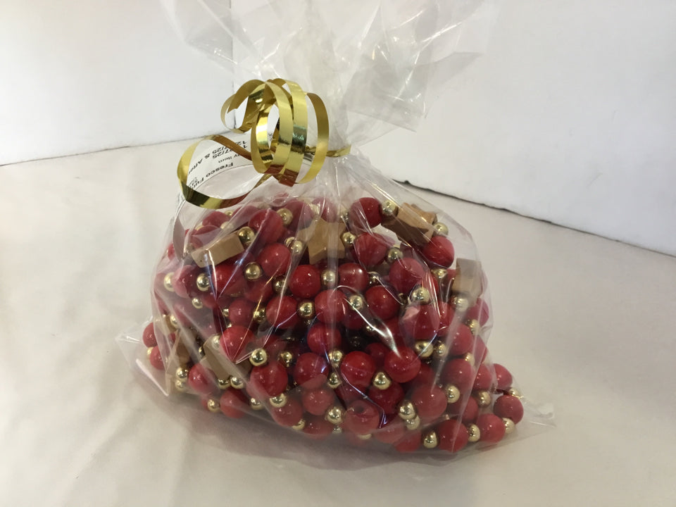 Garland Red Wood Balls Pair Holiday Item