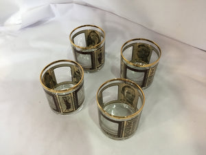 Set of 4 Clear/Gold Glass Rocks Glasses