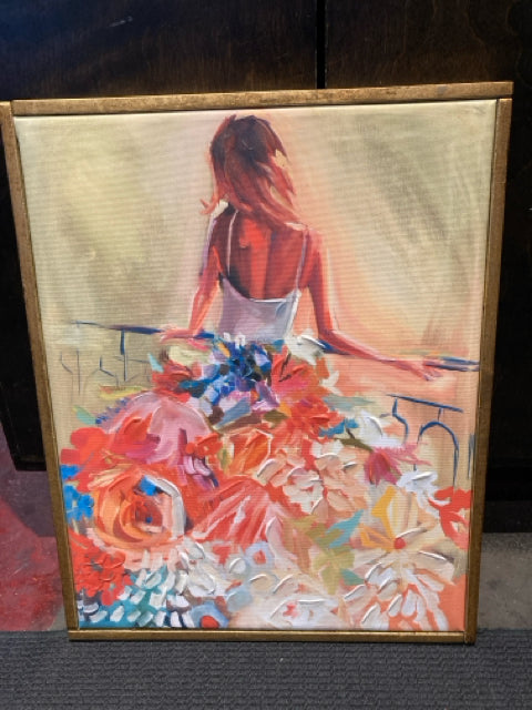 Yellow/Multi Woman Framed Art