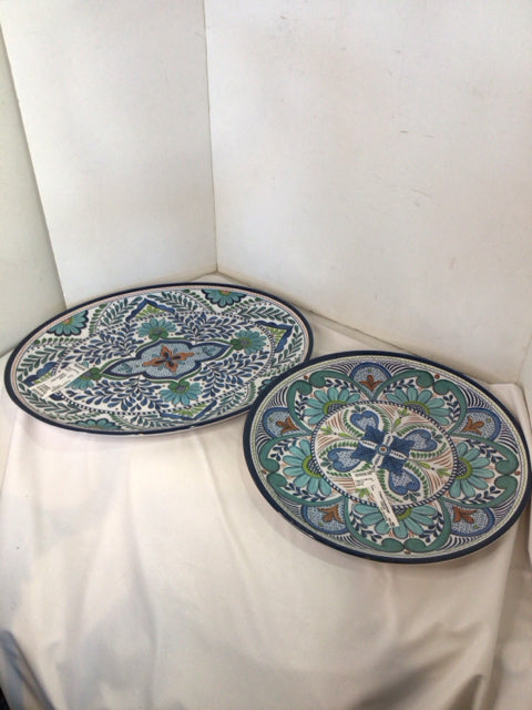 Pair Blue/White Melamine Floral Platter