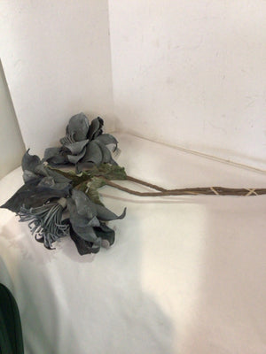 Pair Gray Silk Flowers