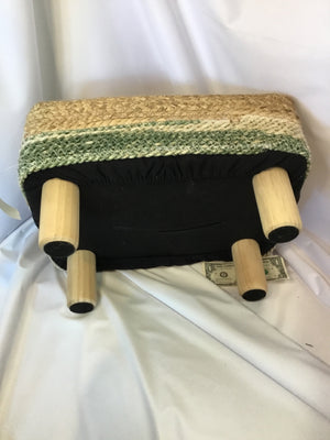 Simple Natural/Green Seagrass Footed FootStool/Ottoman