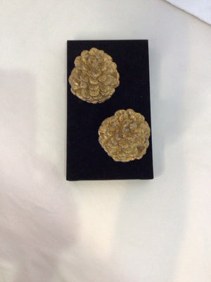 Pair Gold Wax Pine Cone Holiday Item