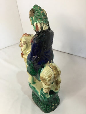 Oriental Green Ceramic Man Sancai Glaze Incense Burner