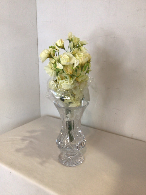 Waterford Clear/Pink Crystal w/flowers Vase