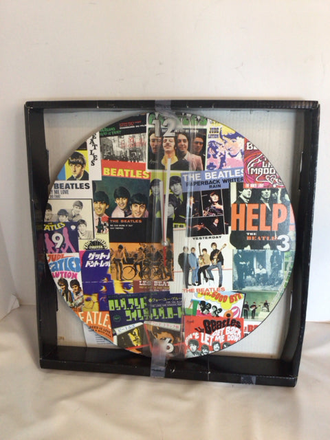 Beatles In Box Black/Mix Collage Clock