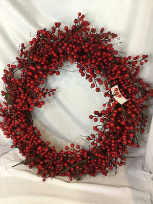 Pottery Barn Wreath Brown/Red Grapevine Berries Holiday Item