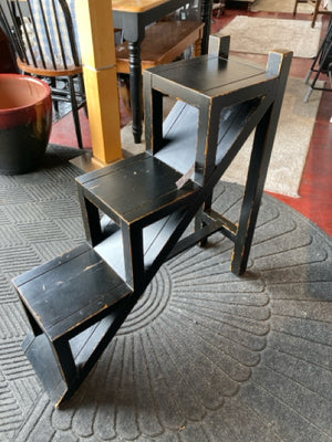 Black Wood Tiered Plant Stand