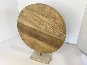 Bohemian Light Wood Wood Circle Carved Statue