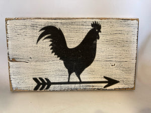 Farmhouse Wood Rooster White/Black Wall Decoration