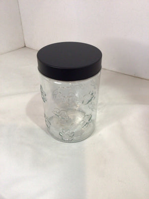 Canisters Black/Clear Glass/Metal Paw Prints Jar