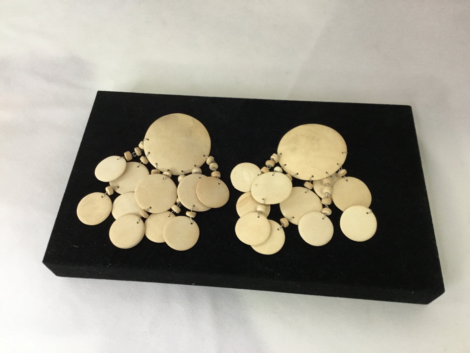 Wood Tan Clip on Earrings