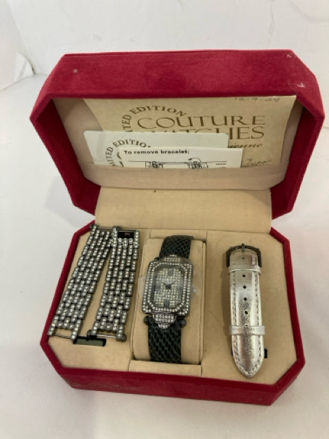 Couture Watches Black/Silver Rhinestone Watch