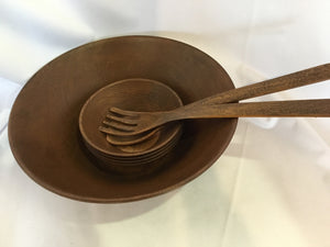 Brown Wood 7 pieces Salad Set