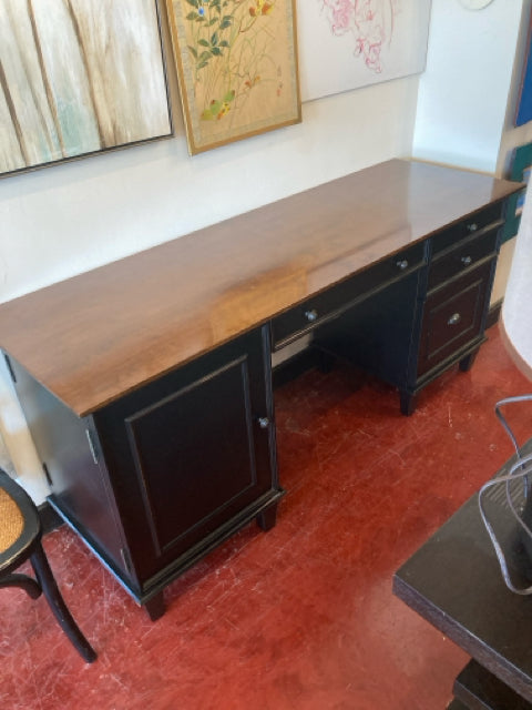 Arhaus Knee hole Wood 4 Drawer Black Desk