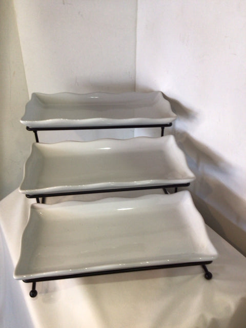 White/Black Ceramic Tiered Serving Dish