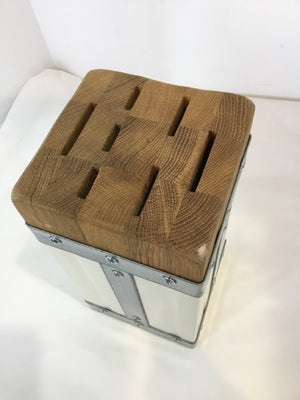 Joyeux White/Natural Wood Knife Block