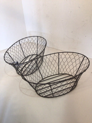 Pair Black Wire Basket