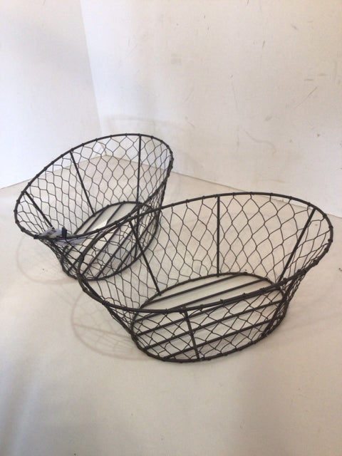 Pair Black Wire Basket