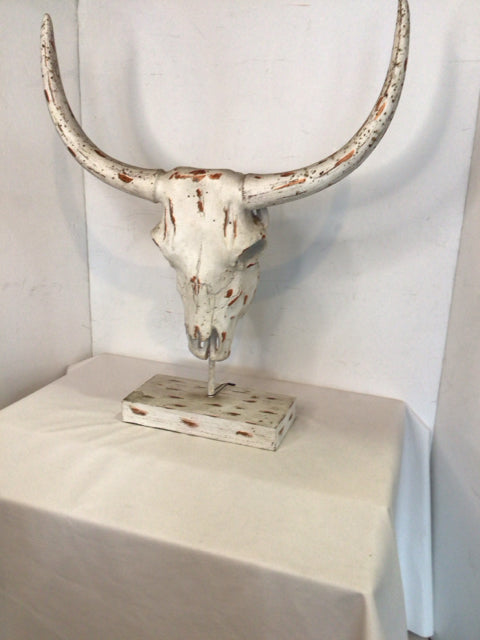 Cream Resin Steer Statue