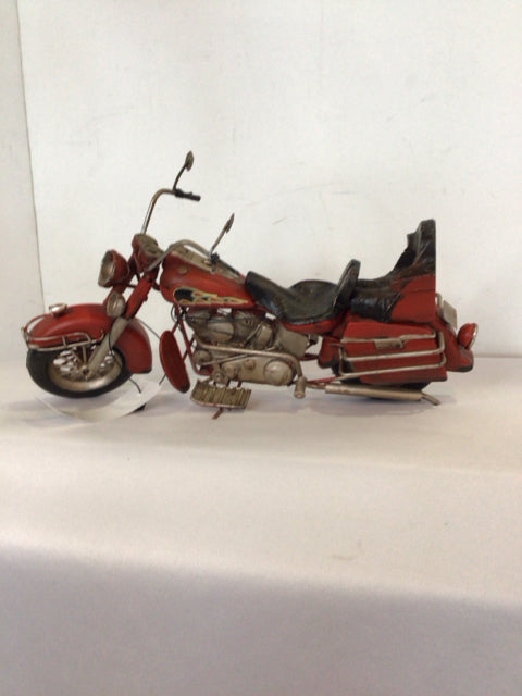 Collectable Red Metal Motorcycle Figurine