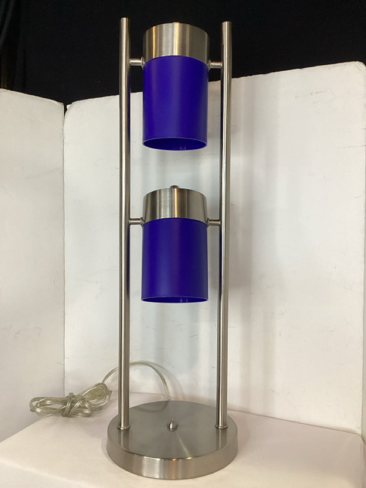 Blue/Silver Metal Adjustable Lamp
