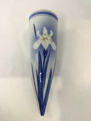 White/Blue Ceramic Flower Wall Pocket
