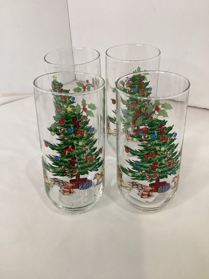Christmas Clear/Green Glass Glasses Christmas Tree Holiday Item